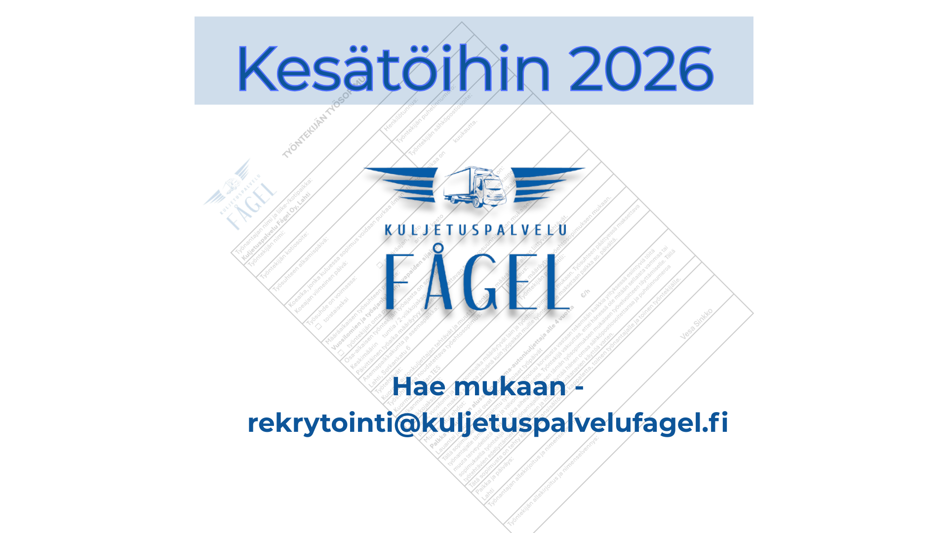Haemme innokkaita kesätyöntekijöitä kuljetusalan tehtäviin – kesä 2026